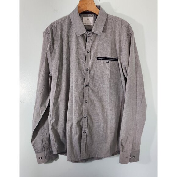 Craft + Flow Shirt Button Down Long Sleeve Gray Flip Cuffs Mens Large EUC - Picture 3 of 16